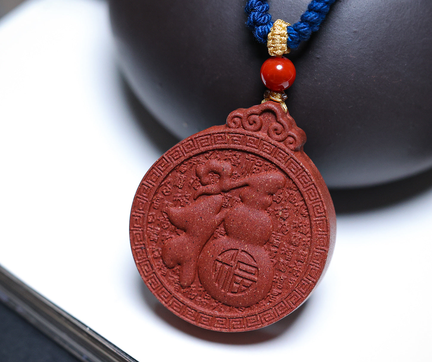 Ginseng Bliss Bead Double-Sided Coin Pendant Necklace