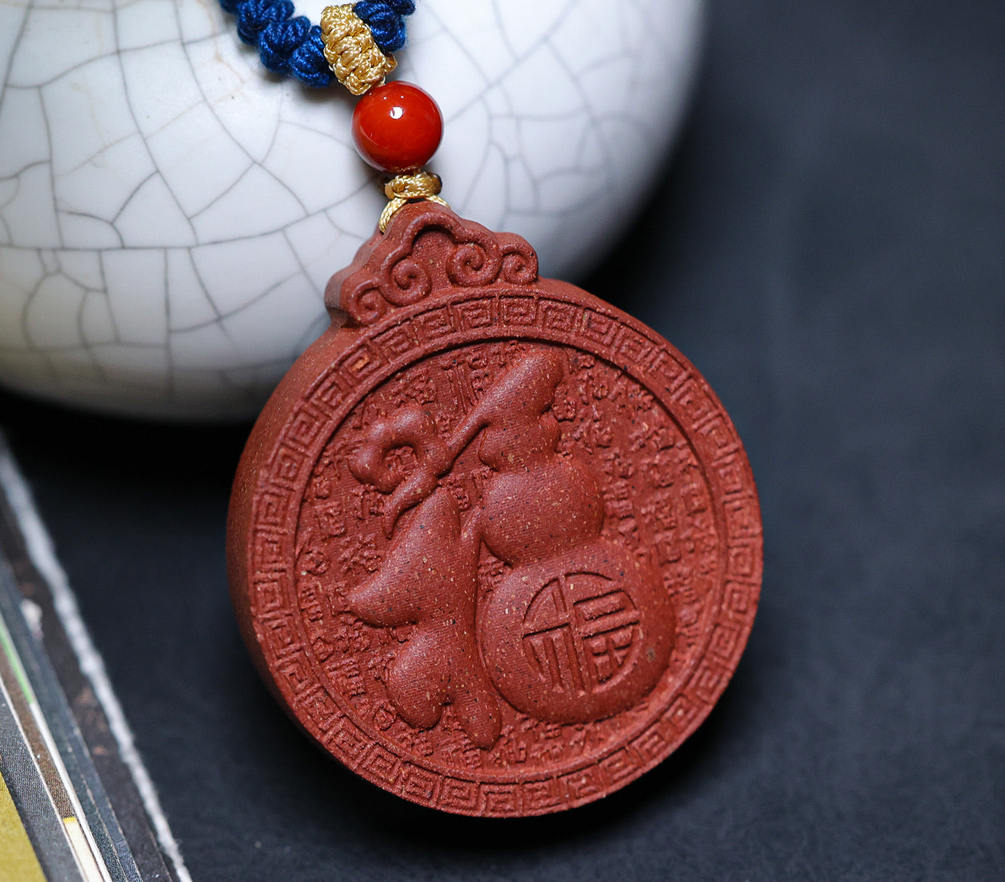 Ginseng Bliss Bead Double-Sided Coin Pendant Necklace