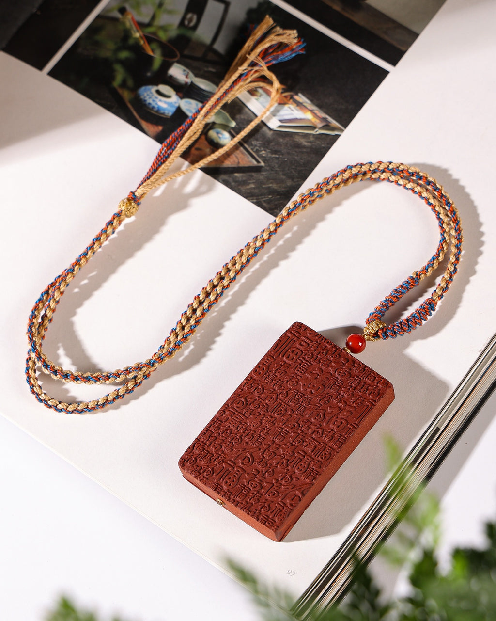 Ginseng Bliss Bead Hundred Fortunes Pendant Necklace