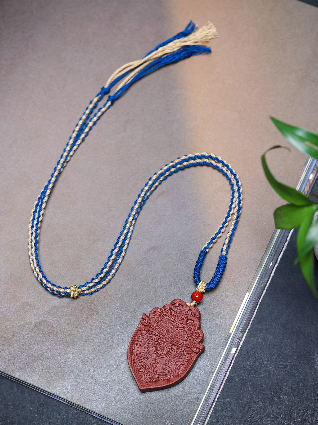 Ginseng Bliss Bead: Taotie & Mountain Spirit "Huāqián" Coin Pendant