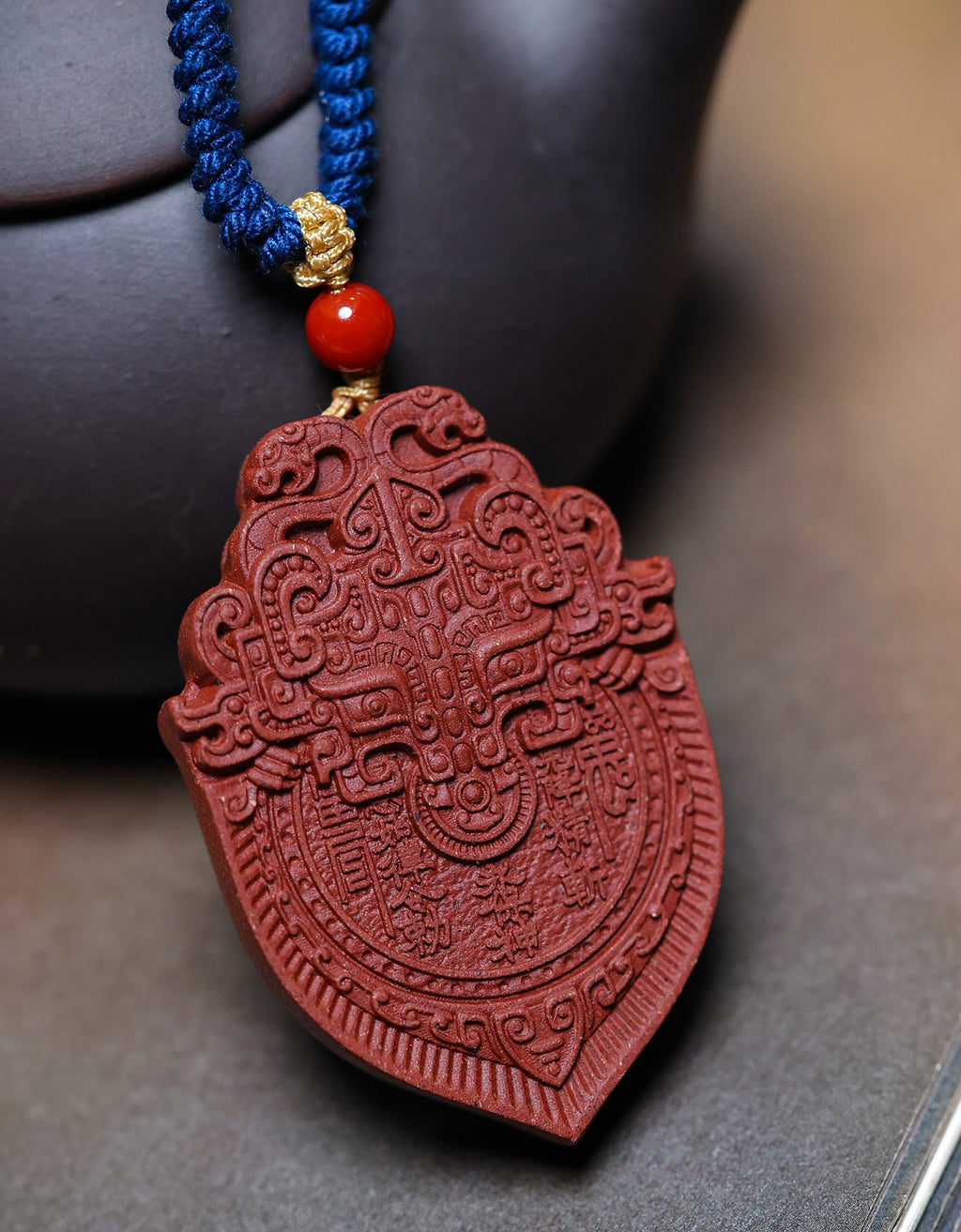 Ginseng Bliss Bead: Taotie & Mountain Spirit "Huāqián" Coin Pendant